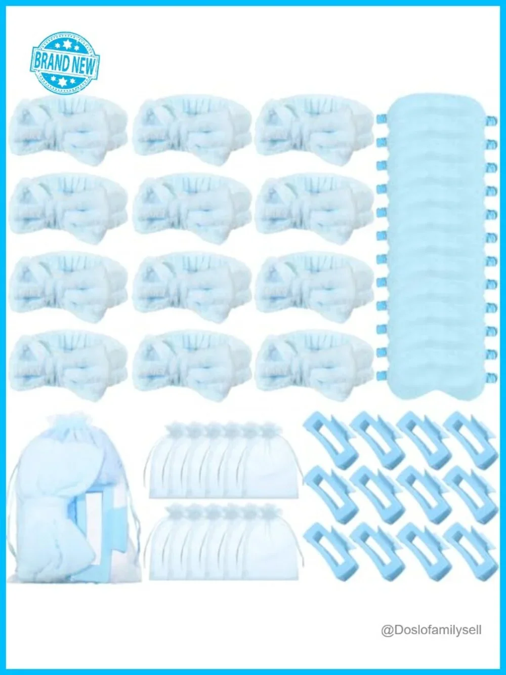 48-Piece Spa Party Sleepover Set Headbands Eye Masks Claw Clips Organza Bags